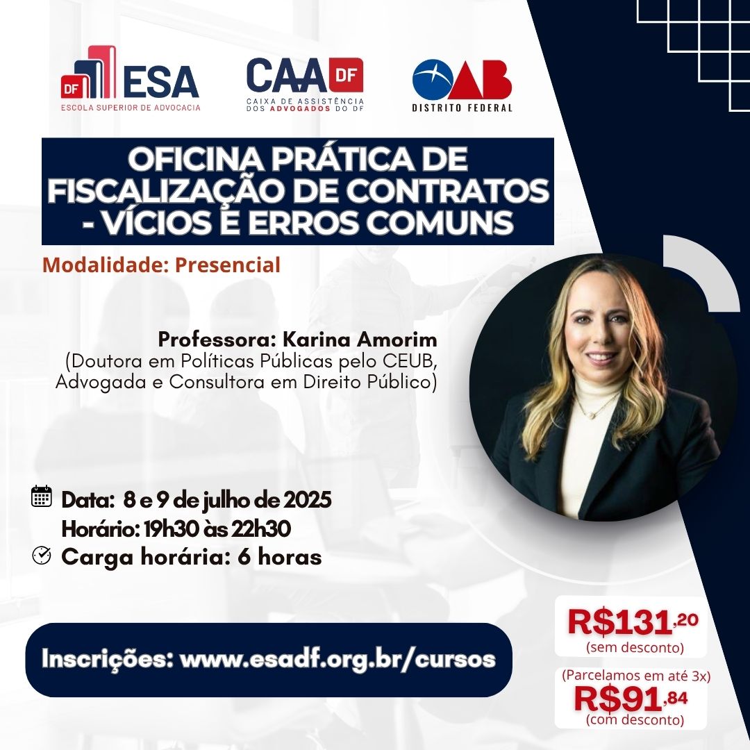 Oficina Prática de Fiscalização de Contratos - Vícios e erros comuns - ID 850