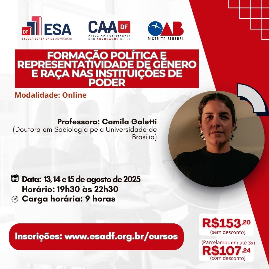 Formação Política e Representatividade de Gênero e Raça nas Instituições de Poder - ID 865