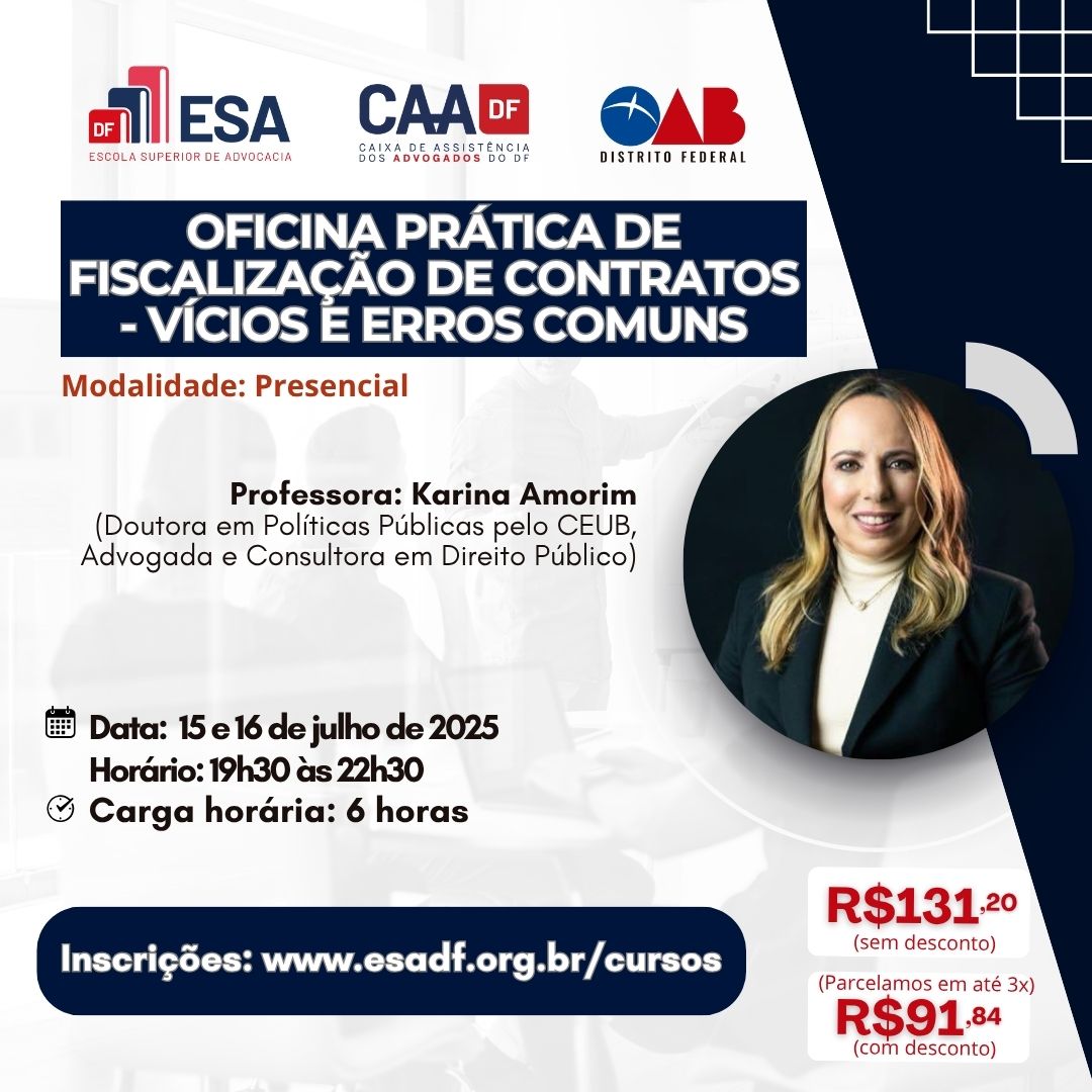 Oficina Prática de Fiscalização de Contratos - Vícios e erros comuns - ID 850