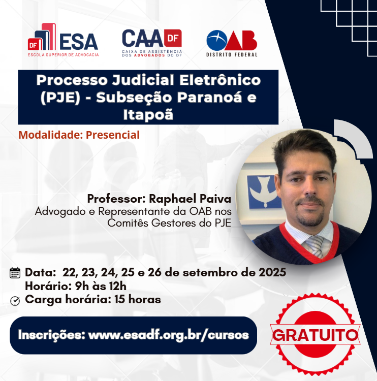 Processo Judicial Eletrônico (PJE) - Subseção Paranoá e Itapoã - ID 880