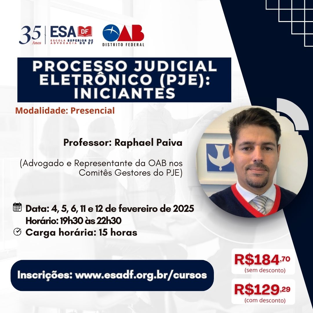 Processo Judicial Eletrônico PJE: Iniciantes - ID 778